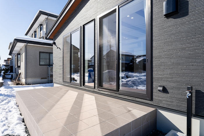 ダウンフロアリビングのある平屋の家